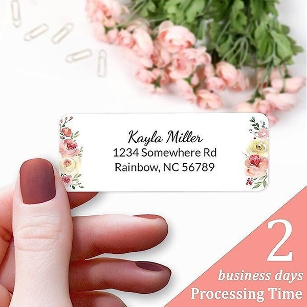 Return Address Labels - 120 Floral Monogram Custom Address Label, Personalized Return Mailing Stickers for Envelopes