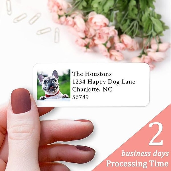 Personalized Photo Return Address Labels - Set of 120 Custom Photo or Logo Labels for Envelopes, Self Adhesive Flat Sheet Rectangle Stickers