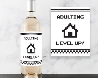 Housewarming Gift Wine Label - Funny Housewarming Party Gift, New House Gift, Funny New Homeowner Gift, Unique House Warming Sticker