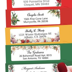 Personalized Return Address Labels Christmas - High Gloss Custom Mailing Labels on Sheets - Self-Adhesive Return Stickers (50-1000)