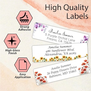 Personalized Return Address Labels Floral - High Gloss Custom Mailing ...