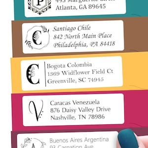 Personalized Return Address Labels Monogram - High Gloss Custom Mailing Labels on Sheets - Self-Adhesive Return Stickers (50-1000)