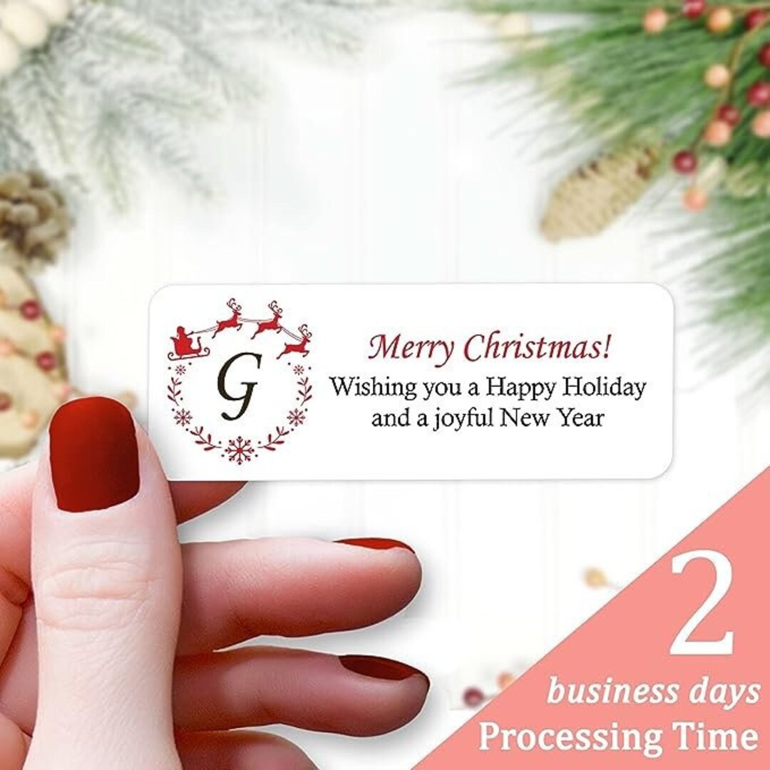 Personalized Christmas Address Labels Sleigh Custom Holiday Return Address Labels, Set of 120