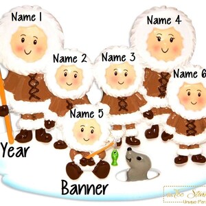 Ornamento di Natale Famiglia eschimese di 6 persone/amici/colleghi personalizzato! + Spedizione gratuita!