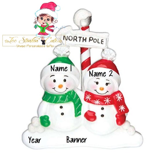 Snowman Family of 2 Personalized Christmas Ornamen, Resin Snowflake Family Default Title