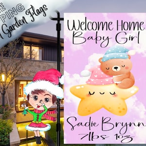 Baby Bear New Baby Girl Garden Flag Baby Girl Flag New Baby Flag New Mom Gift Newborn Baby Gift New Baby Garden Flag Newborn Baby Girl Gift