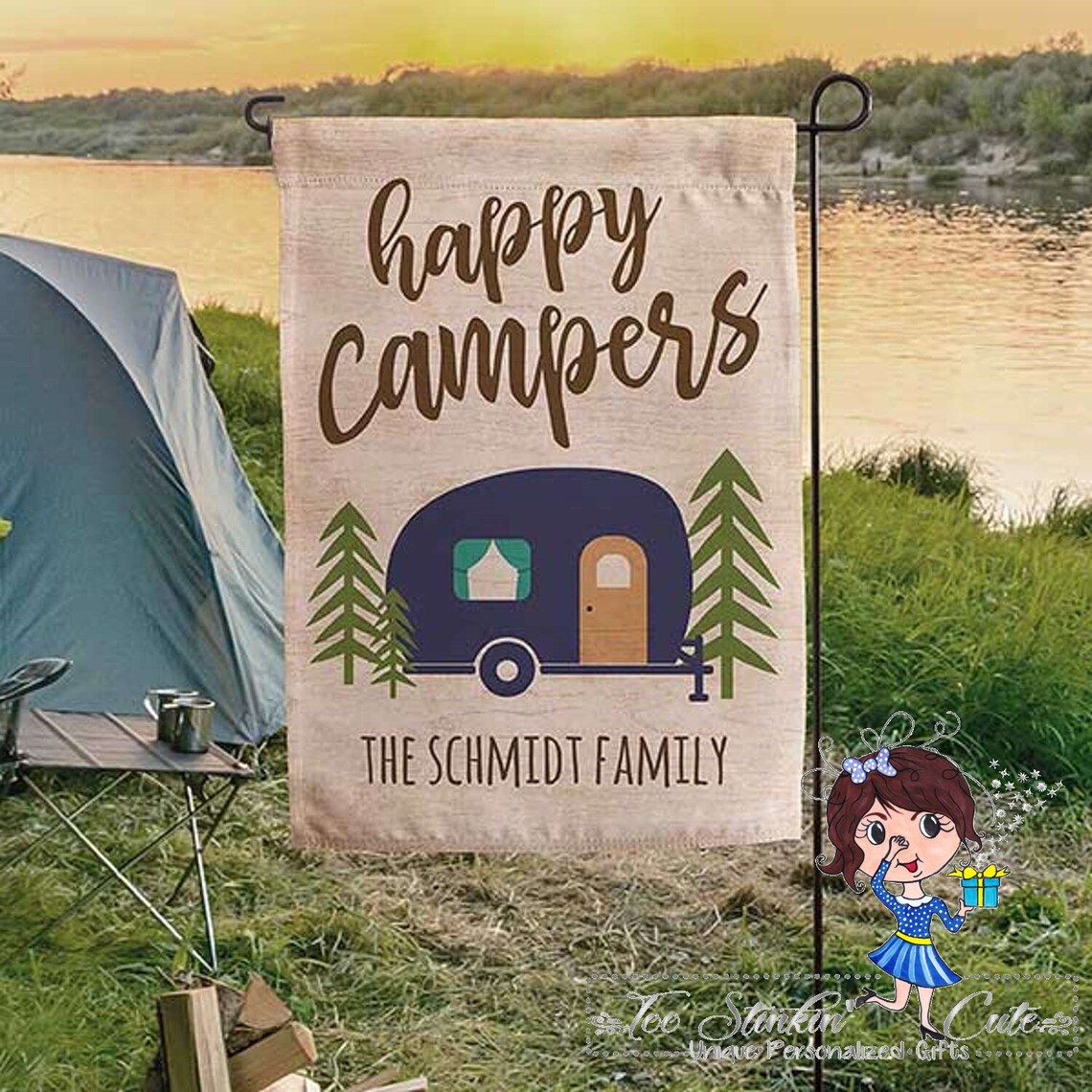 Custom Personalized Happy Campers Yard Flag