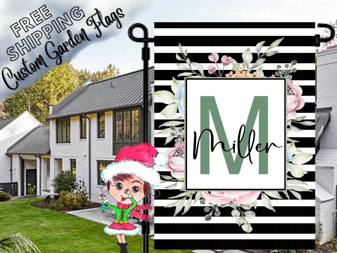 Custom Floral Monogram Flag|personalized Floral Monongram Flag|welcome ...