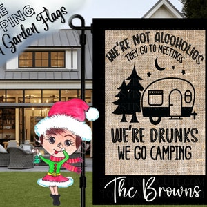 Custom Camping Flag,Campsite Flag,Family Name Flag,RV Campsite Flag,Burlap Camp Flag,Camper Gift,Personalized Flag,Custom Flag,Burlap Garden