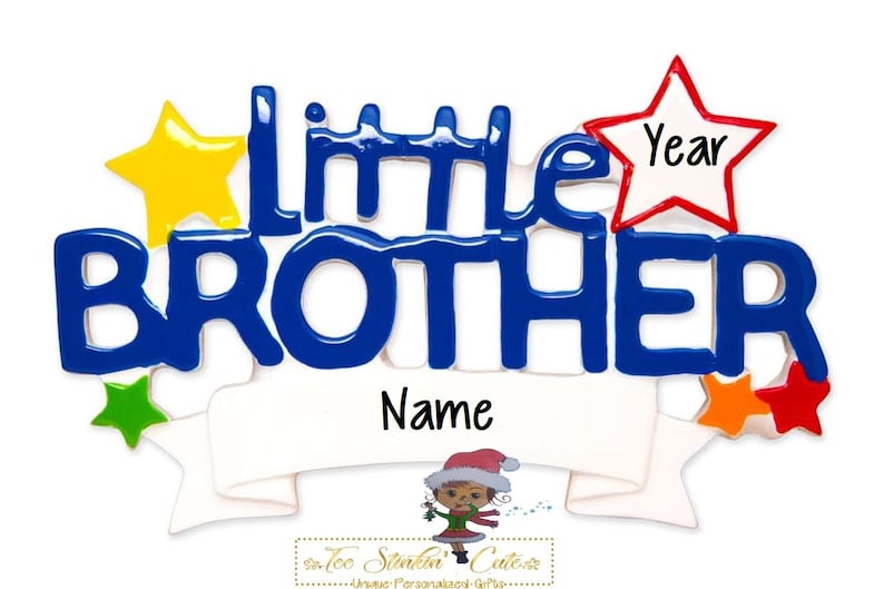 Free Shipping! Personalized Christmas Ornament Little Brother BoysSibling New Baby Newborn Kids