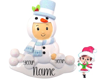 Benutzerdefinierte Jungen Schneemann Ornament, personalisierte Junge Snowbaby, Baby Ornament, Babys erste, Babys erste, Schneemann Baby, Baby Boy Ornament, Baby Weihnachten