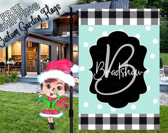 Polka Dot Monogram Garden Flag,Family Name Garden Flag,Housewarming Flag,Monogram Flag,Spring Flag,Welcome Flag,Monogram Family Name Garden