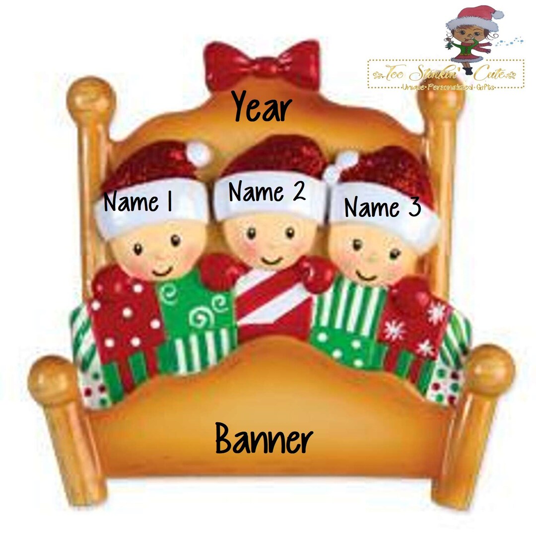 Personalized Christmas Ornament Pajama Bed Family of 3 + Free Shipping ...