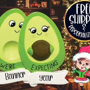 Expecting Avocado Family of 3 Ornament,Personalized Christmas Ornament,Custom Expecting Ornament,Family Expecting Ornament,Pregnant Ornament