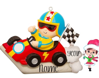 Personalized Kids Race Car Ornament,Custom Racing Ornament,Boy Ornament,Sports Car Ornament,Car Racing Ornament,Childrens Racer Ornament