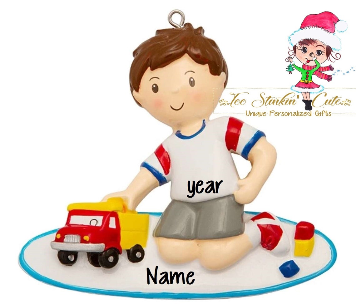 Personalized Christmas Ornament Boy Playing with Toy Cars Etsy