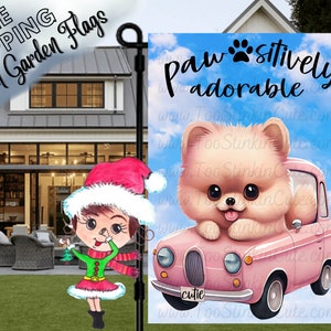 Custom Personalized Dog Garden Flag|Pet Garden Flag|Dog Driving Car|Funny Dog Flags|Dog Welcome Flag|GardenFlag Dog|Custom Pet Garden Flag