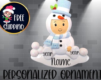 Benutzerdefinierte Jungen Schneemann Ornament, personalisierte Junge Snowbaby, Baby Ornament, Babys erste, Babys erste, Schneemann Baby, Baby Boy Ornament, Baby Weihnachten