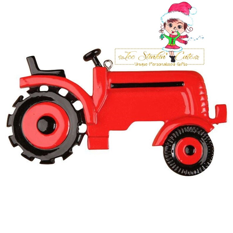 Free Shipping! Personalized Christmas Ornament Red Tractor Equipment Farm Farmer Boys Kids