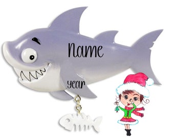 Shark Ornament,Persaonlized Christmas Ornament,Custom Christmas Ornament,Babys First Christmas,Marine Ornament,Shark Lover,Christmas Shark