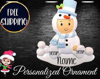 Benutzerdefinierte Jungen Schneemann Ornament, personalisierte Junge Snowbaby, Baby Ornament, Babys erste, Babys erste, Schneemann Baby, Baby Boy Ornament, Baby Weihnachten