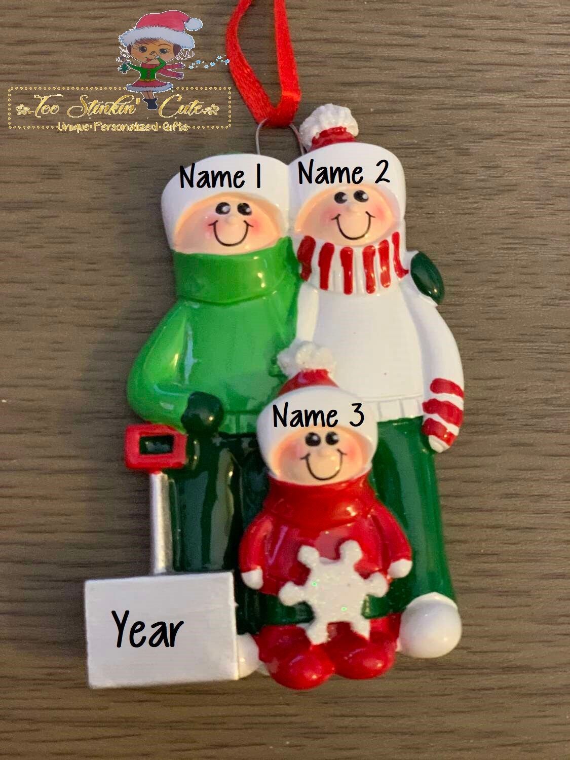 Personalized Christmas Ornament Shovel Family of 3 Free - Etsy