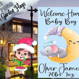 Welcome Home New Baby Boy Flag Baby Boy Flag New Baby Flag Flag for New Mom Gift for Newborn Bay New Baby Moon Garden Flag New Baby Gift