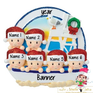Ornamento di Natale Marinaio da spiaggia Famiglia di 6/amici/colleghi - Personalizzato + Spedizione gratuita!