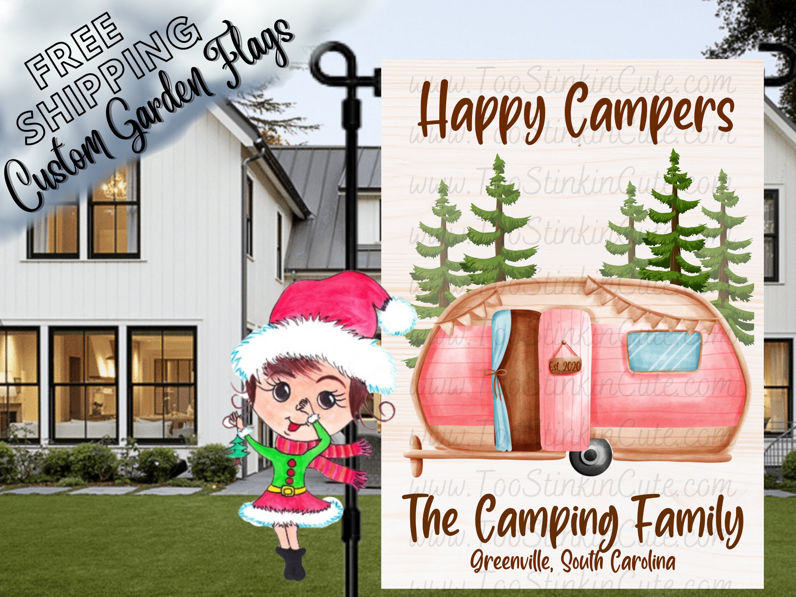 Camping Gartenflagge „Welcome To Our Camper“ – Doppelseitig, 30,5x45,7 Cm, Wetterfest Für Wohnmobil & Garten