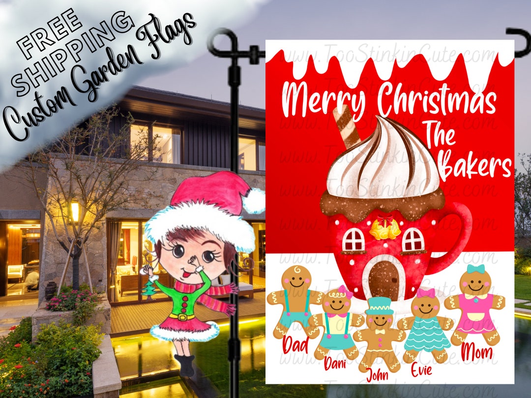 Personalized Gingerbread Garden Flagfamily Garden Etsy