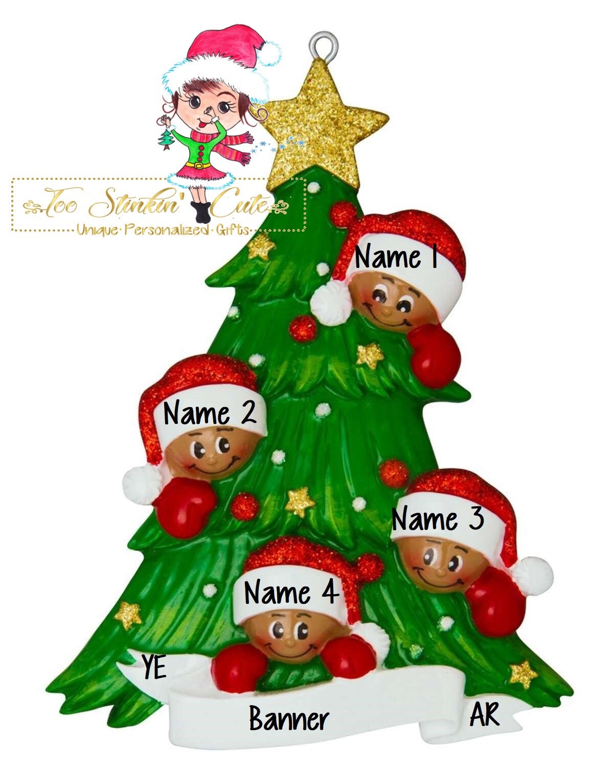 Personalized Christmas Ornament Christmas Tree Family of 4 - Etsy