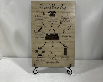 JW Pioneer's Book Bag Laser Engraved Wood Plaque
