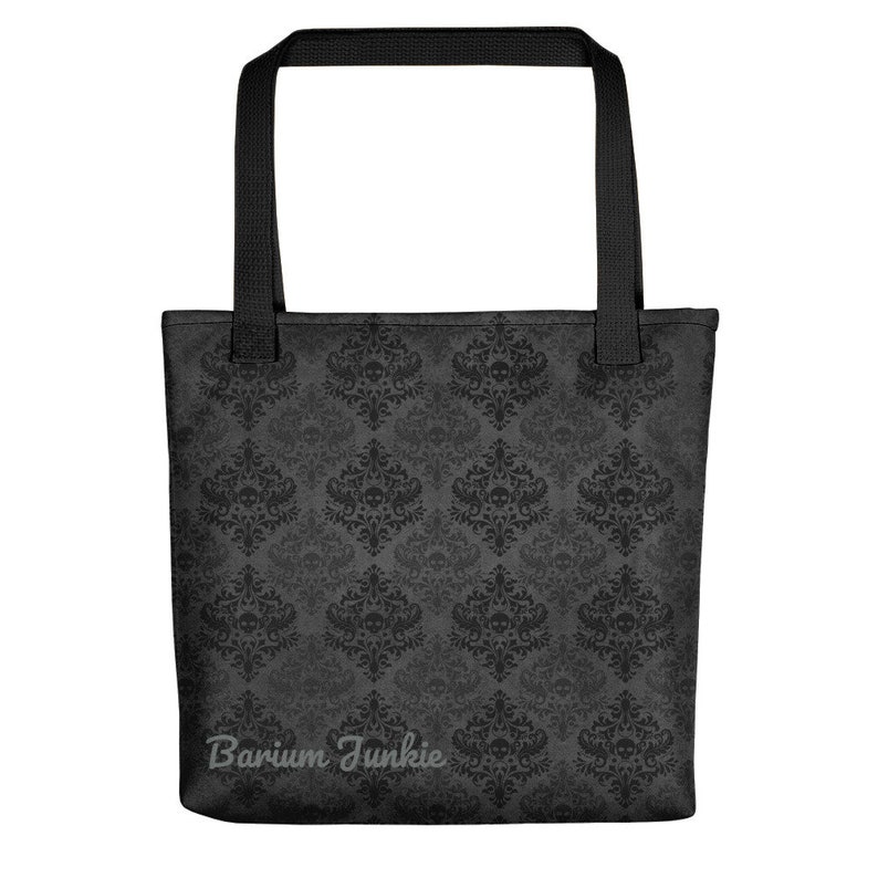 Black and Gray Skulls Gothic Tote bag Gray background tote bag x-ray tech bags radiology tech bag,rad tech gifts,skull bag Rad tech bag