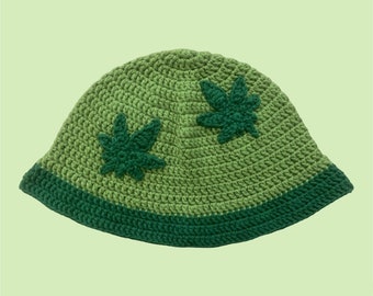 Pot Leaf Bucket Hat - Crochet