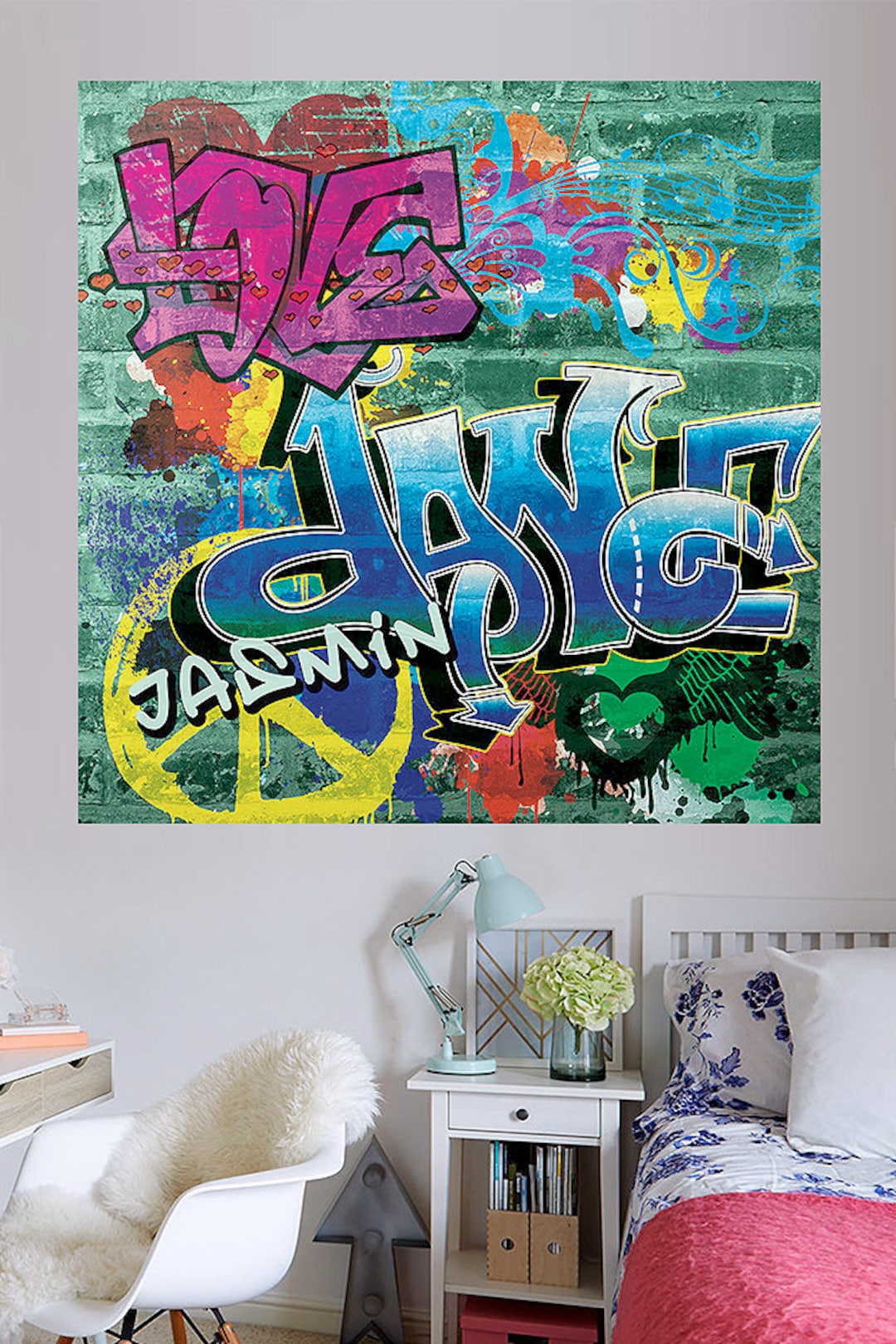 Girls Graffiti Custom Bedroom Wall Art Etsy