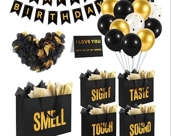 Happy Birthday..5 Senses Gift Bags Party Supplies Decoration Balloons.....