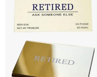 Retired Business Cards Funny Retirement Gift (Pack of 50/W Gold Mirror Stainless Steel Case) For Retired Men Women Coworkers Employees Boss