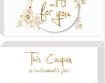 25 Blank Coupon Cards w/Envelopes - for Him, Her, Husband, Wife, Mom, Dad, Kids Gift Certificates Vouchers Employee Appreciation Gifts