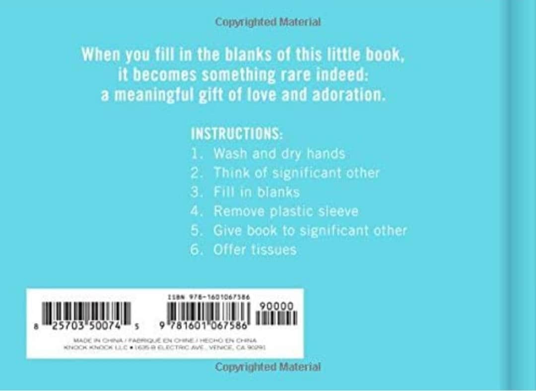 Knock Knock What I Love About US Fill in the Love Book Fill-in-the