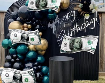 4 Pcs Dollar Bills Foil Balloons