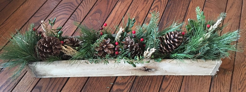 Long wooden box centerpiece best selling items Fits 6 pint jars country wedding table decor barn wood decor wedding centerpiece