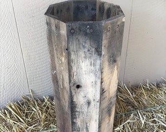 Rustic Reclaimed Wood 14” Barrel, nail keg, storage, planter, rustic country home decor, wood gift, weathered wood