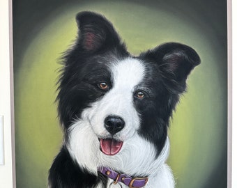 犬の油絵【海岸と犬】1点物の原画/作者サイン入り ボーダーコリーのオリジナル鉛筆画 - 犬のアート、サイン入り - Etsy 日本