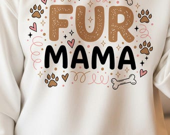 Retro Fur Mama PNG, Pet Mom Quote Design, Dog and Cat Lover Sublimation PNG for Shirt Mug Tote Tumbler Sticker, Gift