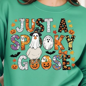 Just a Spooky Goose PNG, Cute Goose Halloween PNG, Funny Coquette Spooky Goose PNG for Fall, Retro Goose Shirt Sublimation