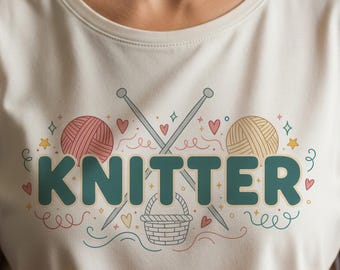Retro Knitter PNG, Knitting Lover Quote Design, Yarn Craft Sublimation PNG for Shirt Mug Tote Tumbler Sticker, Gift