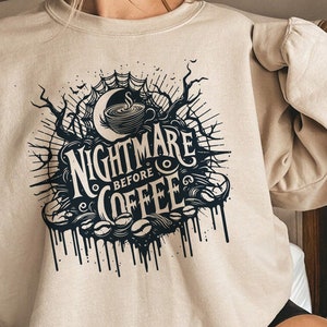 Retro Halloween Nightmare Before Coffee Png, Halloween Nightmare Movies Png, Spooky Season Png, Halloween Coffee Png, Sublimation Design