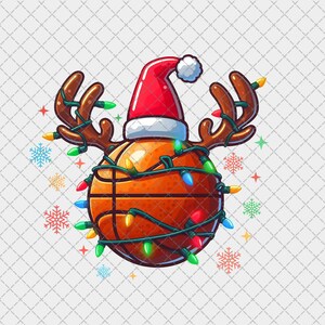 Christmas Basketball Sublimation Design, Basketball Christmas PNG, Merry Christmas Basketball with Santa Hat PNG, Digital Download
