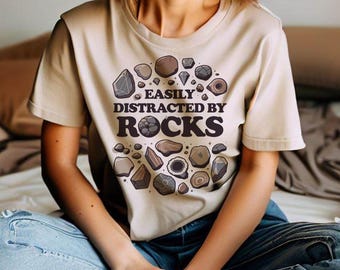 Easily Distracted by Rocks PNG, Rock Collector Sublimation, Geology Digital Download, Rock Lover Clipart, T-shirt Design, Geologist Gift
