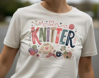 Knitter PNG, Retro Knitting Lover Shirt Design, Cozy Yarn Craft Graphic Sublimation Download